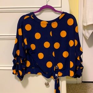 Blue/Orange Polka Dot Top